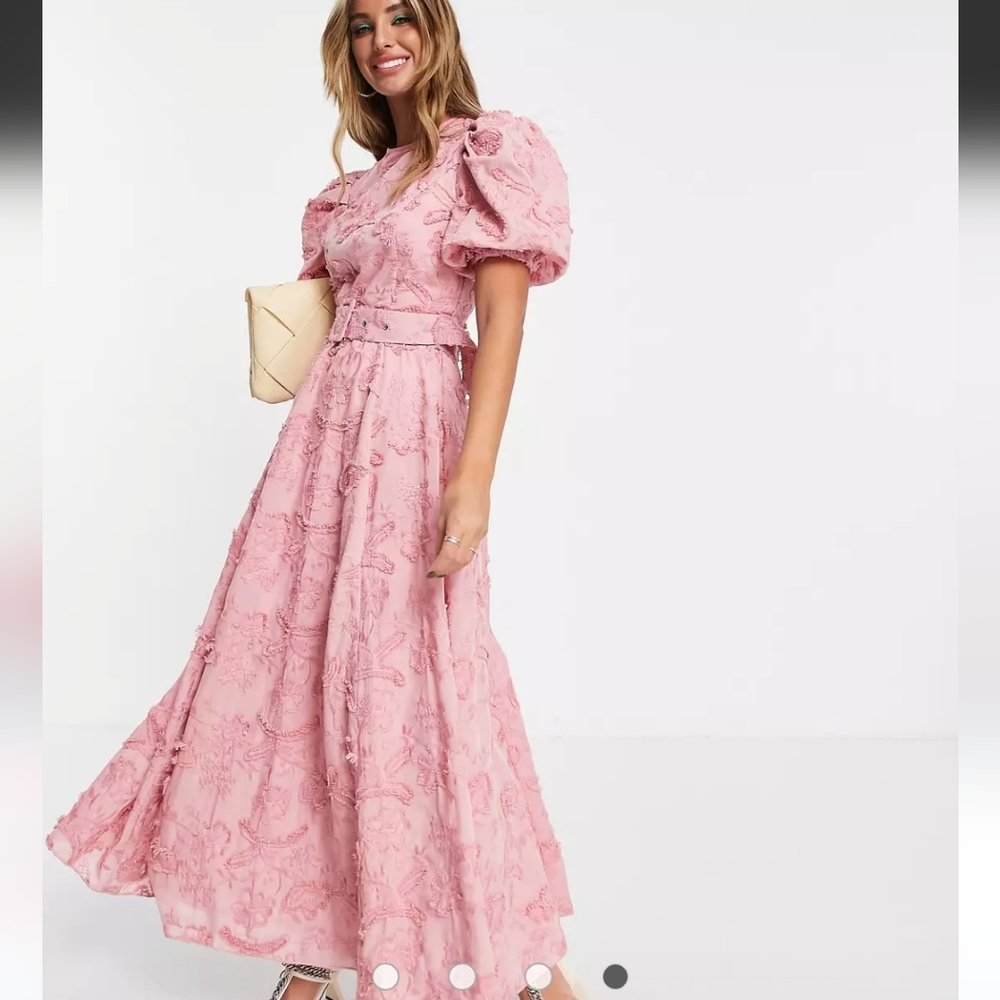 Pink Asos textured midi dress